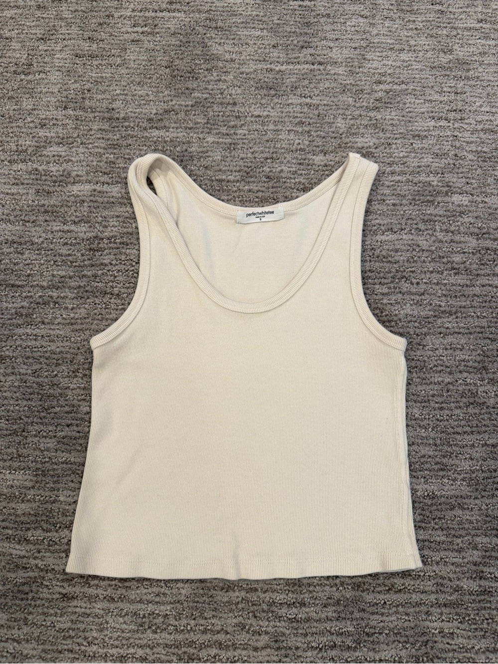 perfectwhitetee Ribbed Tank Top White Size S Cropped Made in USA